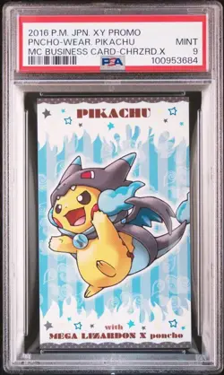 PSA 9 Pokemon Poncho Pikachu Mega Charizard X Japanese Business XY Promo from JP - Image 1