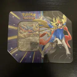 Pokemon Slashing Legends Factory Sealed Tin Box Zacian ex 5 Booster Packs New - Image 1