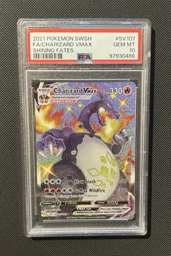 PSA 10 Pokemon Charizard VMAX SV107/SV122 Shining Fates: Shiny Vault Holo - Image 1