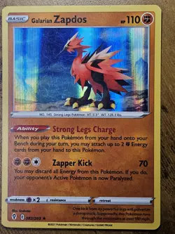 GALARIAN ZAPDOS 082/203 EVOLVING SKIES POKEMON HOLO RARE, NM - Image 1