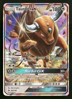 Tauros GX - 100/149 - Ultra Rare - Sun & Moon Base - Pokemon Card - NM/M - Image 1