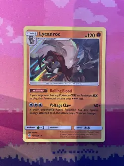 Pokemon Card Lycanroc Cosmic Eclipse Holo Rare 124/236 Near Mint - Image 1