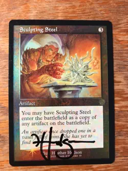 Magic the Gathering MTG foil Sculpting Steel Brother's War signed NM - Image 1