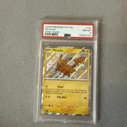 PSA 8 Pikachu Shiny Rare 131/091 Paldean Fates PAF EN Pokemon - Image 1