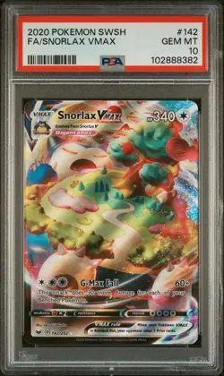 2020 POKEMON SWORD & SHIELD #142 FULL ART/SNORLAX VMAX PSA 10 - Image 1