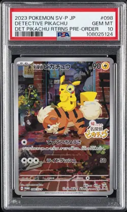 2023 POKEMON JAPANESE SV-P PROMO #098 DETECTIVE PIKACHU PSA 10 - Image 1