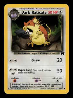 Dark Raticate 51/82 - HP - Team Rocket, WOTC Pokemon - Image 1