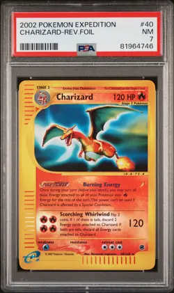 2002 Pokemon TCG Expedition Charizard Reverse Foil 40/165 PSA 7 - Image 1