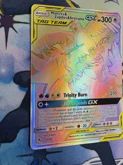 Moltres & Zapdos & Articuno GX Tag Team 69/68 Hidden Fates Rainbow Pokemon Card - Image 2