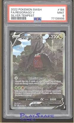 Pokemon Card PSA 9 Regidrago V Silver Tempest Alt Art 184/195 Lugia SAR 2022 - Image 1