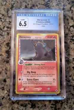 Heracross Holo Pokemon Card CGC 6.5 (7) EX/NM+ EX Dragon Frontiers #3/101 (2006) - Image 1