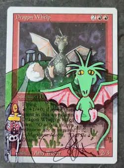 MTG Magic - Dragon Whelp - Altered and Signed by original artist Amy Weber - Image 1