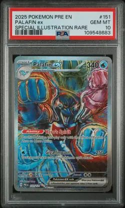 2025 POKEMON PRISMATIC EVOLUTIONS SPECIAL ILLUSTRATION RARE PALAFIN EX PSA 10 - Image 1