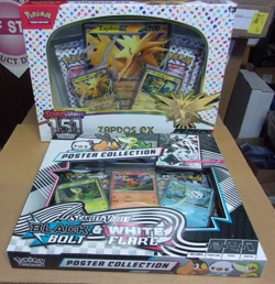 POKEMON SURPRISE+TWILIGHT ETB+ BLACK WHITE POSTER & (2) BUNDLE + 151 ZAPDOS BOX - Image 1