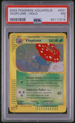 2003 POKEMON AQUAPOLIS #H31 VILEPLUME-HOLO PSA 7 - Image 1