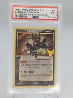 Pokemon Greninja Gold Star #144 SWSH Black Star Promo PSA 9 MINT Celebrations 3 - Image 1