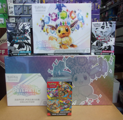 POKEMON PRISMATIC ETB & SUPER PREMIUM + MEGA + BLACK + WHITE BUNDLE BOXES - Image 1