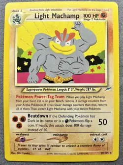 Pokemon TCG Light Machamp Neo Destiny Card 25/105 Unlimited Rare MP - Image 1