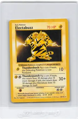 ELECTABUZZ 20/102 - SHADOWLESS Base Set Rare - VINTAGE WOTC POKEMON CARD - MP/HP - Image 1