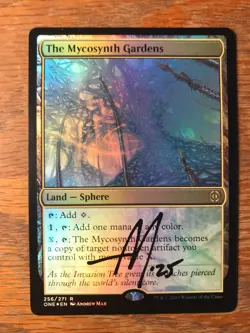 Magic the Gathering MTG foil The Mycosynth Gardens Phyrexia signed NM - Image 1