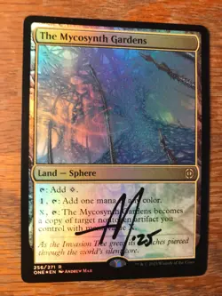 Magic the Gathering MTG foil The Mycosynth Gardens Phyrexia signed NM - Image 2