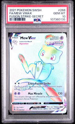 2021 POKEMON SWORD & SHIELD FUSION STRIKE SECRET #268 FULL ART/MEW VMAX PSA 10 - Image 1