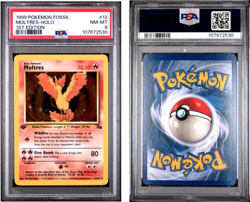 PSA NM-MT 8 Pokemon TCG 1st Edition Moltres 12/62 Fossil Holo - Image 1