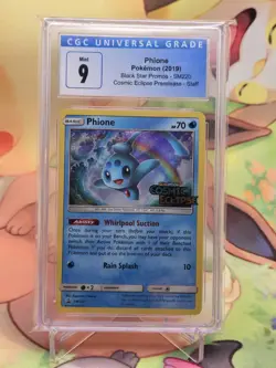 CGC 9 Phione SM220 STAFF PROMO-Black Star Promo Cosmic Eclipse-Pokemon-NM 5028 - Image 1