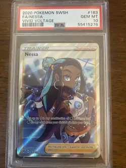2020 Pokemon SWSH Vivid Voltage Nessa Full Art #183 PSA 10 Gem Mint - Image 1
