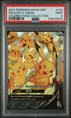 2021 POKEMON SWSH BLACK STAR PROMO CELEBRATIONS COLLECTION PIKACHU V-UNION PSA 9 - Image 1