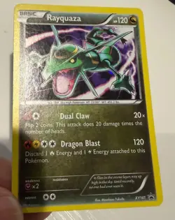 2016 Pokemon Rayquaza XY141 Cosmos Holo Black Star Promo LP (See Desc.) - Image 3