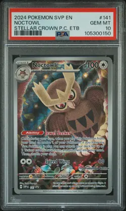 2024 POKEMON STELLAR CROWN POKEMON CENTER ETB PROMO SVP #141 NOCTOWL PSA 10 - Image 1