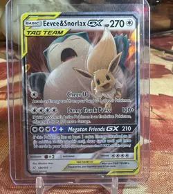 Pokemon TCG Eevee & Snorlax GX 120/181 Sun and Moon Team Up Tag Team Card NM OC - Image 1