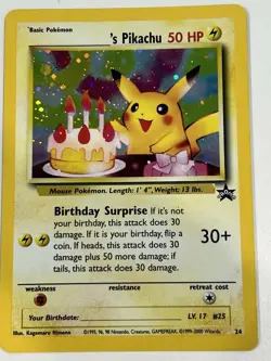 Pokemon Pikachu Birthday Black Star Promo Card #24 Holo Vintage Ungraded 1999 - Image 1
