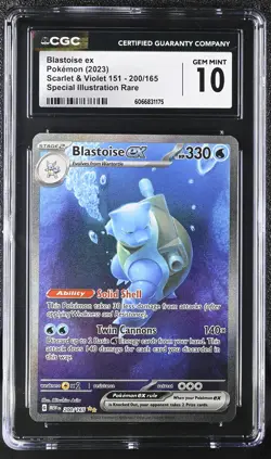 CGC 10 GEM MINT Blastoise ex 2023 Scarlet & Violet 151 200/165 SIR Pokemon Card - Image 1