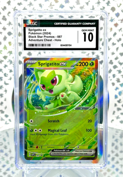 CGC 10 Sprigatito EX 087 Black Star Promo Full Art Pokemon Card - Image 1