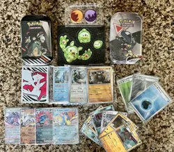 Pokemon Lot- 16 Booster Packs, 2 Booster Boxs, 2 Sealed Tins, 76 Singles & More! - Image 1