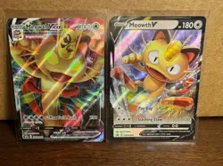 MEOWTH V & MEOWTH VMAX SWSH004 SWSH005 HOLO BLACK STAR PROMO NM POKEMON TCG SET - Image 1