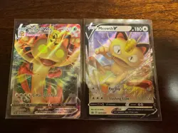 MEOWTH V & MEOWTH VMAX SWSH004 SWSH005 HOLO BLACK STAR PROMO NM POKEMON TCG SET - Image 4