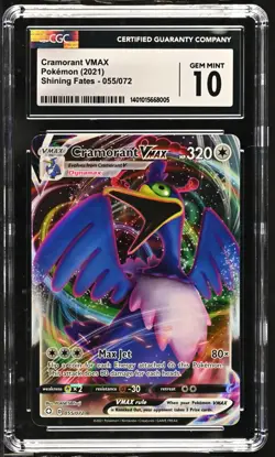 CGC 10 GEM MINT Cramorant VMAX 055/072 Shining Fates Ultra Rare Holo Pokemon TCG - Image 1