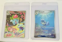 Pokemon Lot of 2 Illustration Rare Mega Evolutions & 151 Ivysaur and Wartortle - Image 1