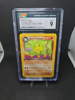 2000 Pokemon Dark Primeape 043/082 Team Rocket 1st Edition CGC 9 - Image 1