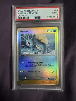 2003 Pokemon EX Dragon Horsea Reverse Foil 58/97 PSA 9 Mint - Image 1
