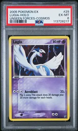 2005 Pokemon Ex Unseen Forces #29 Lugia Holo Cosmos PSA 6 - Image 1
