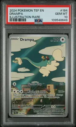2024 POKEMON TEF EN-TEMPORAL FORCES ILLUSTRATION RARE #184 DRAMPA PSA 10 - Image 1