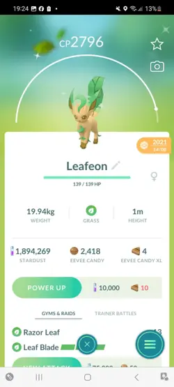 Pokemon Go Shiny Leafeon (High Cp ) - Image 1