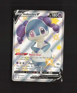 Indeedee V SV114/SV122 Shining Fates Full Art Shiny Holo Rare Pokemon Card NM - Image 1