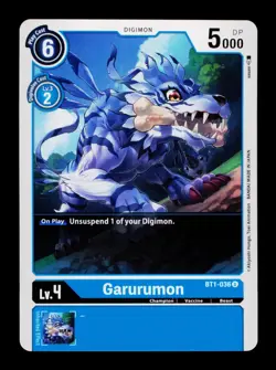 Garurumon BT1-036 Blue Digimon Card CCG Trading Card - Image 1