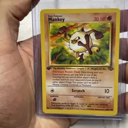 1999 Vintage Pokemon Mankey 1st Edition Jungle WOTC 55/64 NM Vtg Pokemon Card - Image 1