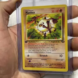 1999 Vintage Pokemon Mankey 1st Edition Jungle WOTC 55/64 NM Vtg Pokemon Card - Image 2
